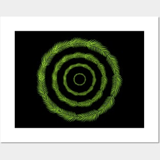 Green fern-leaf circle Posters and Art
